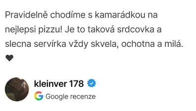 Recenze zákazníka: nejlepší pizza srdcovka Kladno.